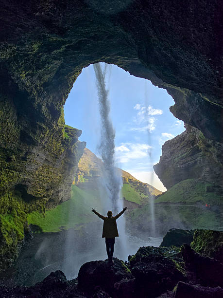 istock Majestic waterfall cascading through Kvernufoss cave in Iceland at sunset 2222411545