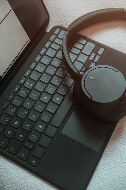 istock Moody style workplace and social media concept. 2222414407
