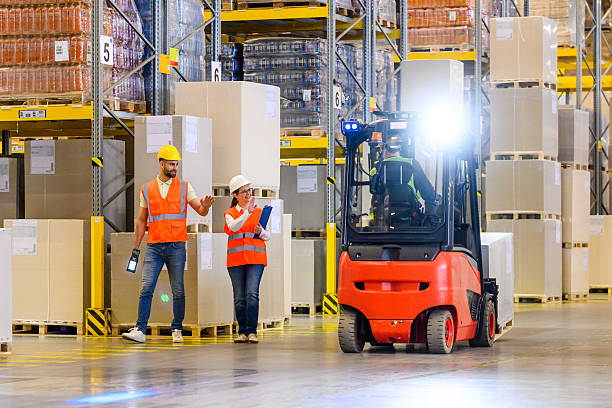 istock Industrial Storage Stuff Managing Inventory with Forklift 2222421627