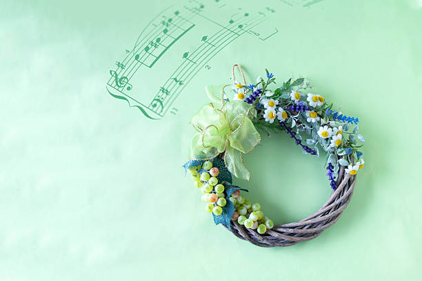 Beautiful wreath of grape and chamomile and lavender