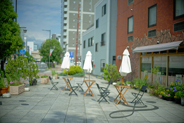 outdoor cafe tables in Japan