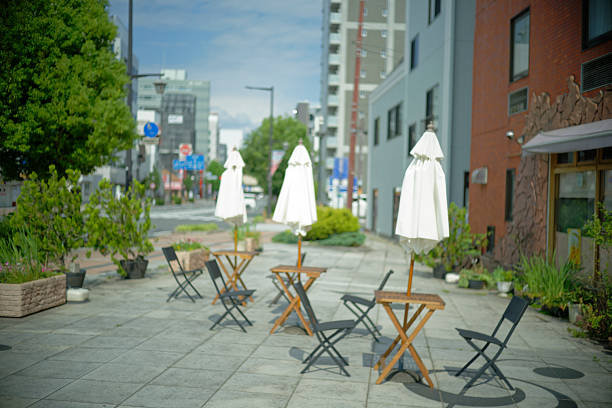 outdoor cafe tables in Japan