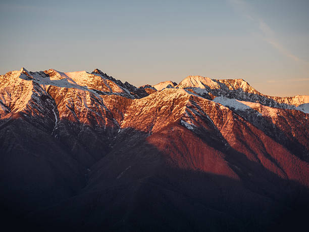 istock Snowy mountain peaks at sunset, Beautiful Lanscape background 2222429715