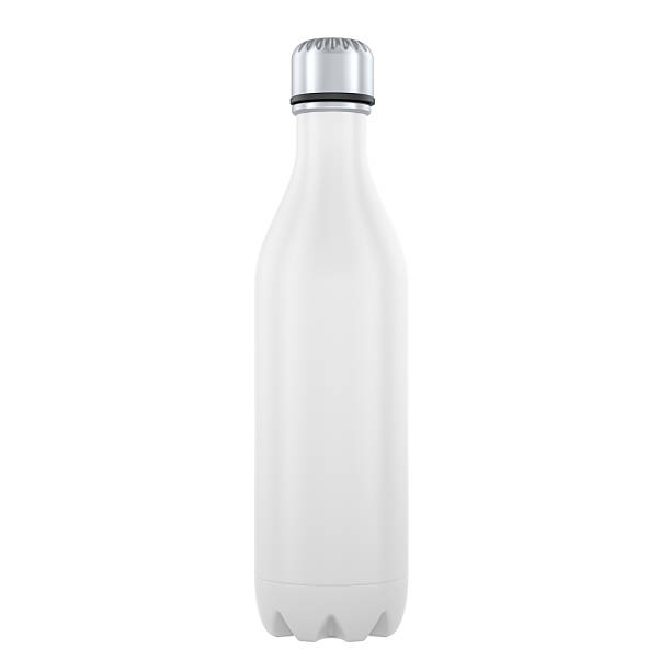 istock Modern white insulated water bottle, steel thermo bottle. Clean, template mockup. 3D rendering 2222430307