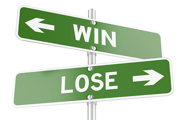 istock Win and lose road signs. Choice and direction, concept. 3D rendering 2222430371