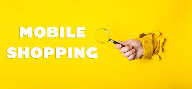 yellow background with the words Mobile Shopping