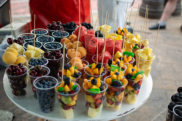 istock Fresh Fruit Cups Displayed for Summer Market or Event 2222432142