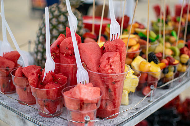 istock Fresh Fruit Cups Displayed for Summer Market or Event 2222433318