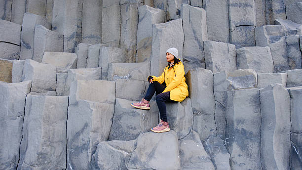 istock Exploring Reynisfjara Beach with stunning basalt columns in Icelandic landscape 2222434437