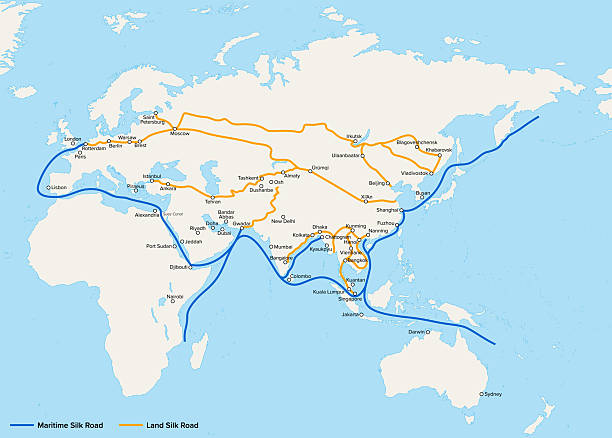 istock New Silk Road, map of the Belt and Road Initiative 2222435096