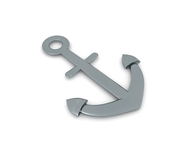 3D Rendering of a silver anchor. 3D Rendering isolated on white.