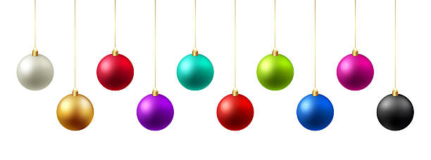 istock Color Christmas Baubles set isolated on white background. 2222445001