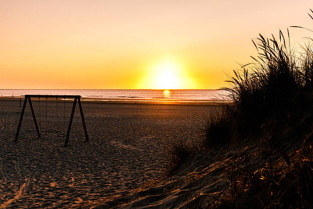 Sunset on the beach of Norderney on a warm June evening