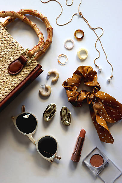 istock Wicker Bag and Neutral Accessories 2222449590