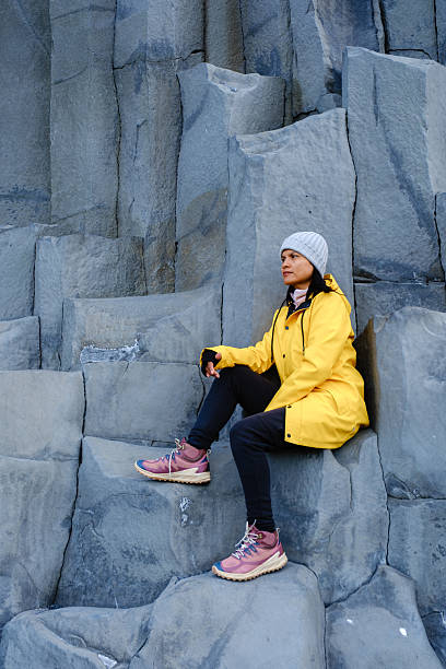 istock Exploring Reynisfjara Beach with dramatic basalt columns in Iceland 2222450026