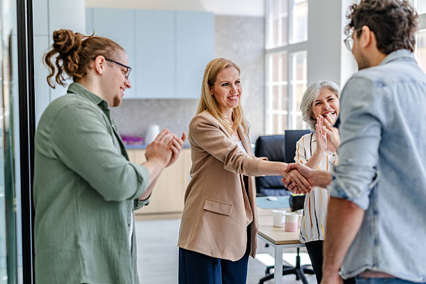 istock Engaging coworkers in a modern office setting during a collaborative meeting 2222451566