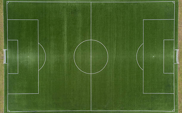 istock Aerial view from zenith/nadir angle down of a soccer 2222452805
