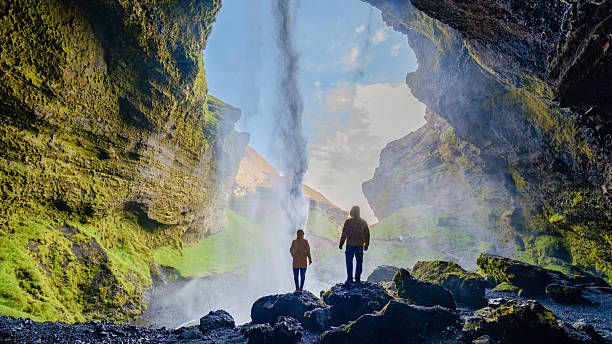 istock Mesmerizing view from behind Kvernufoss waterfall in Iceland during a serene afternoon 2222454371