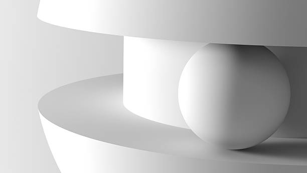 istock Minimalistic artistic depiction featuring geometric white shapes, 3d render 2222456013