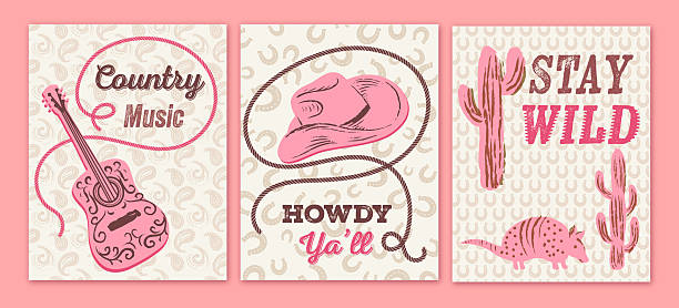 Cowgirl posters in pinks and browns with western elements and quotes. Paisley and horseshoe pattern backgrounds. Flat colors make it easy to edit. Comes with a high resolution jpeg. The background pattern is on its own layer so you can easily extract to use on its own. Could make a fun invitation template.
