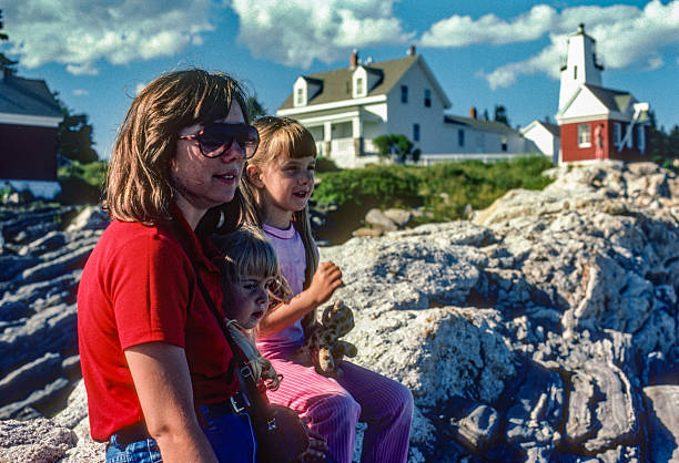 istock Pemaquid Maine - Mother & Daughters at Lighthouse - 1985 2222460546