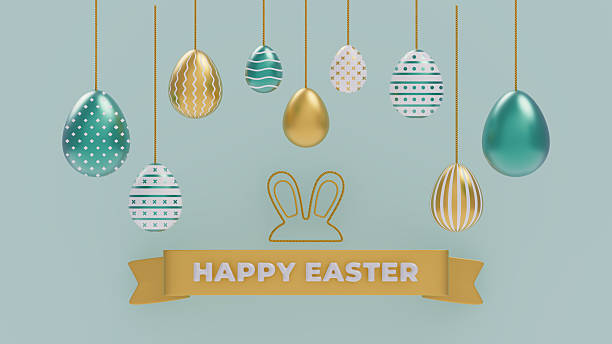 Outstanding set of colourful 3D illustrations about easter decorative eggs that are perfect for UI design, web design, presentation slides, landing pages, header image