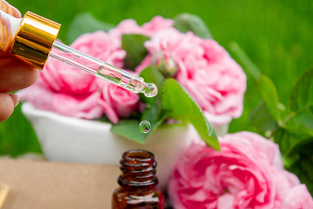 istock Rose essential oil in a bottle.essential oils. 2222483591