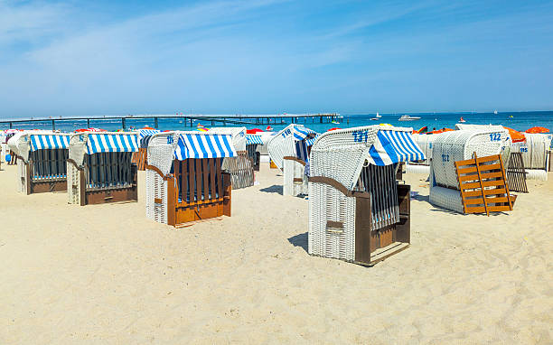 istock Beach chairs with bathers in background Baltic Sea 2222497059