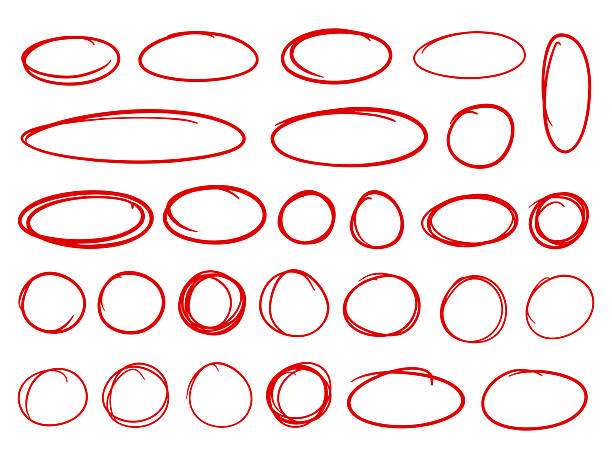 stockillustraties, clipart, cartoons en iconen met hand drawn red circle frames vector set - cirkel
