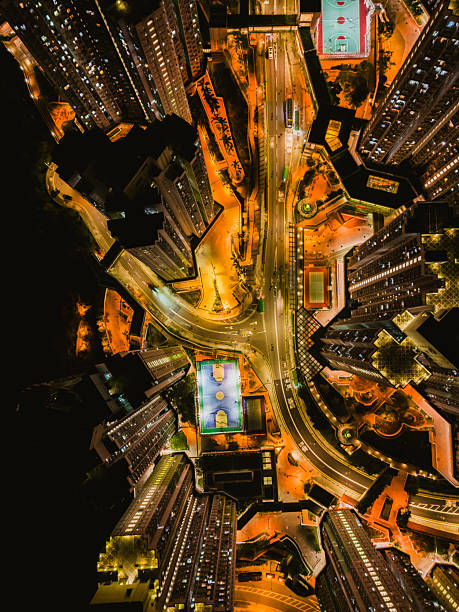 istock Drone capturing hong kong skyline at night in sha tin district 2222521327