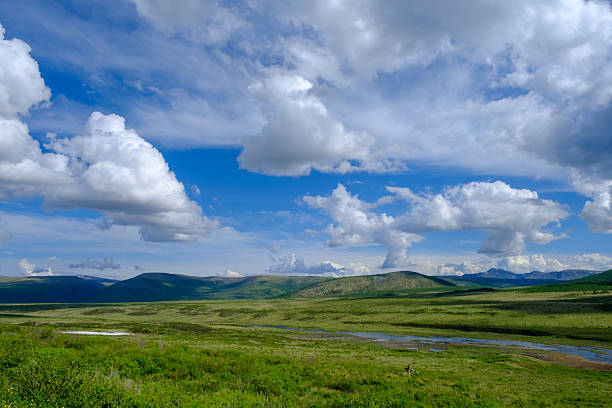 View above river, nature landscape. Buryatia Siberia Russia