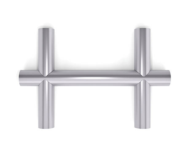 3d render showing stainless steel tubes forming H-shaped configuration with precise T-joints. Clean mechanical layout on white background, ideal for engineering and construction visuals.