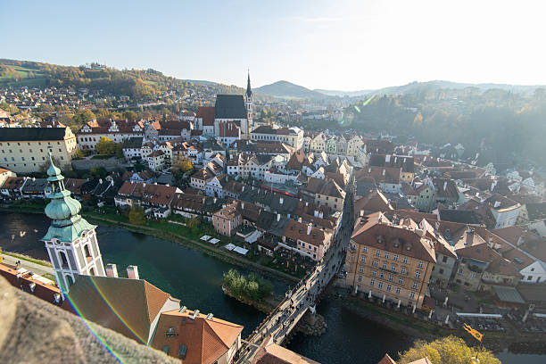 istock Autumn view on the Cesky Krumlov and Vltava river 2222543135