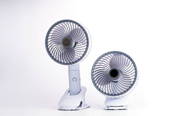 istock Electric fan powered by usb battery. Product design by modern technology. Isolated on white background. 2222544081