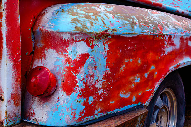 istock Old Weathered Truck with Colorful Worn Paint 2222550138