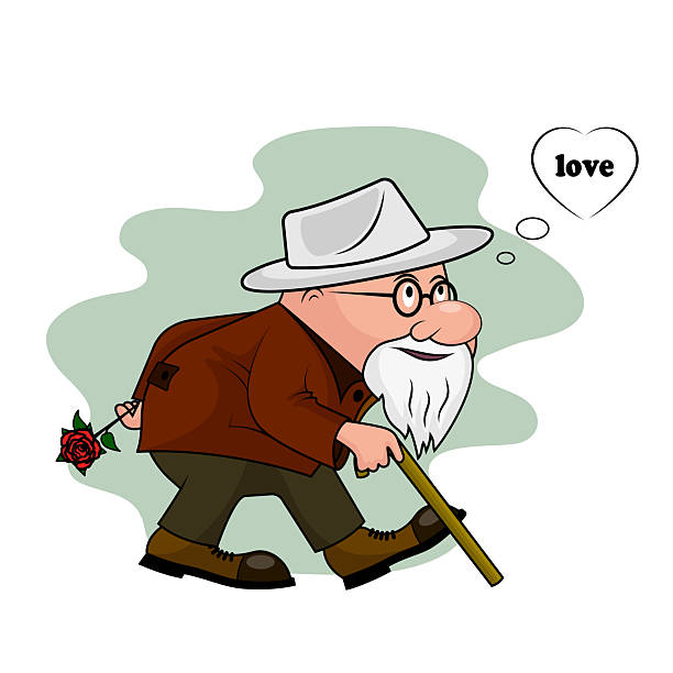istock Drawing the elderly person with a flower in a hand 2222550210