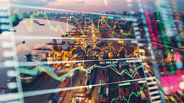 istock smart city financial data visualization with ai-generated stock trading trends and global investment flow  ai analytics overlaying coastal city infrastructure for future-focused finance and data economy 2222554859