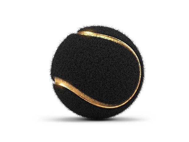 Bl;ack and gold Tennis ball isolated on white - 3d render