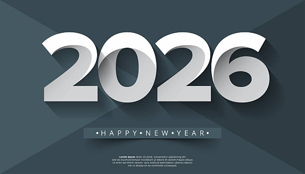 istock 2026 Happy New Year Design White Numbers on Dark Gray Background Celebration 2222562225