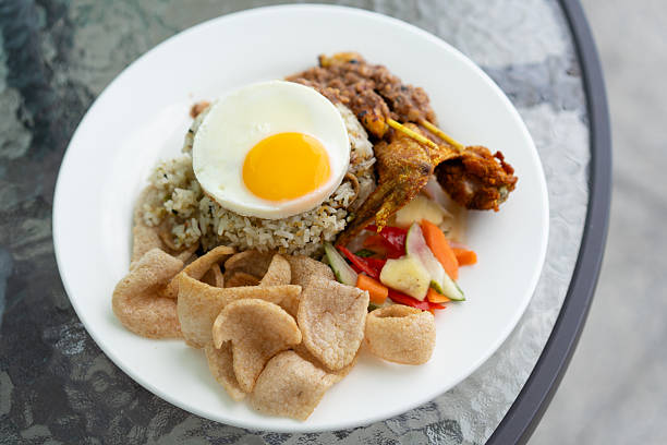 Asian cuisine fried rice. Nasi goreng traditional food. Asia food.