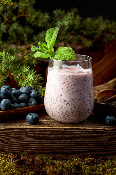 istock Blueberry smoothie with chia seeds and fresh berries. 2222569092
