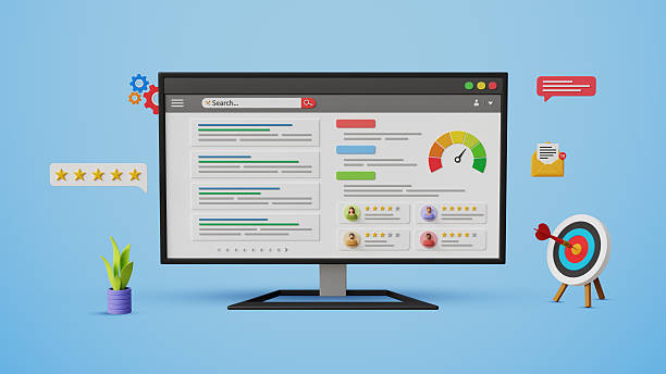 istock SEO ranking optimization, featured snippets, website SEO, web ranking, site rating, keyword target marketing. Optimized search engine results  page on a computer screen. 3D illustration 2222569277