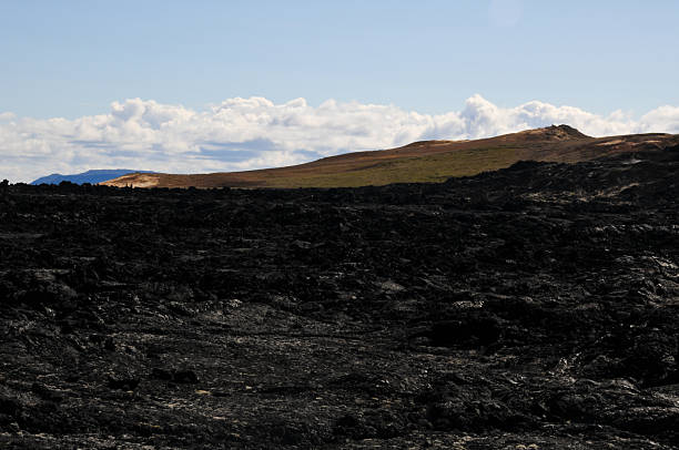 Icelandic landscapes with black volcanic soil
