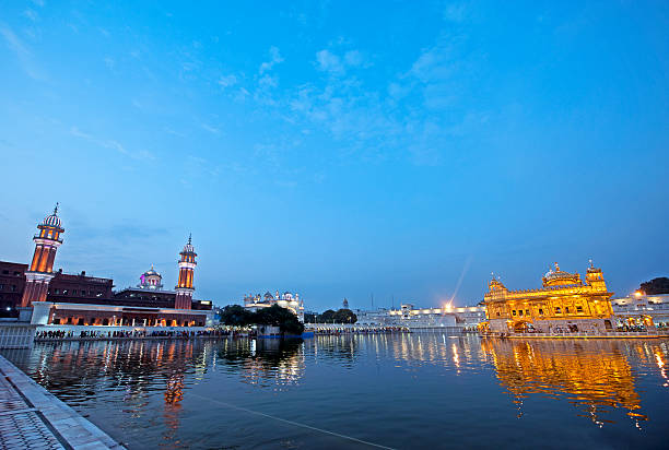 Extreme wide angle, Golden Temple, Amritsar, Punjab, India. The Punjab, is the state which is the heart of India’s Sikh community, bordering Pakistan. The city of Amritsar is best known for Harmandir Sahib, the holiest gurdwara, or Sikh place of worship and a major pilgrimage site. The distinctive Golden Temple, as it is known in English, is surrounded by the Pool of Nectar.