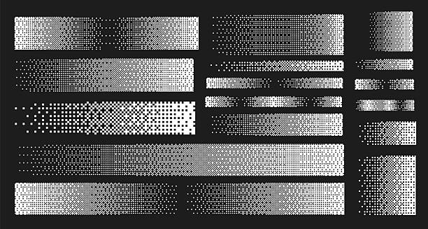 illustrations, cliparts, dessins animés et icônes de ensemble de trait de pixel bitmap dégradé sur fond blanc. texture esthétique y2k. fond texturé dégradé. couleur blanche - pixellisation