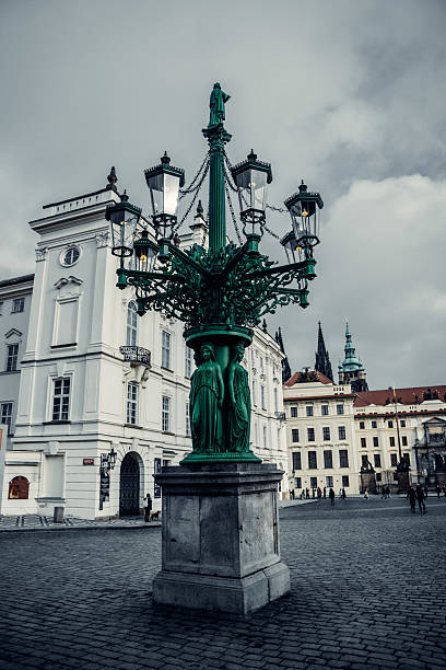 Street lamp in front of Prague Cathedral, Czech Republic
