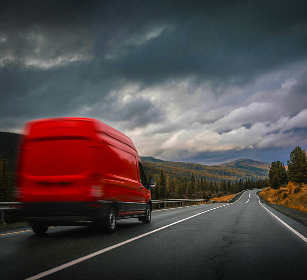 delivery van on the country road