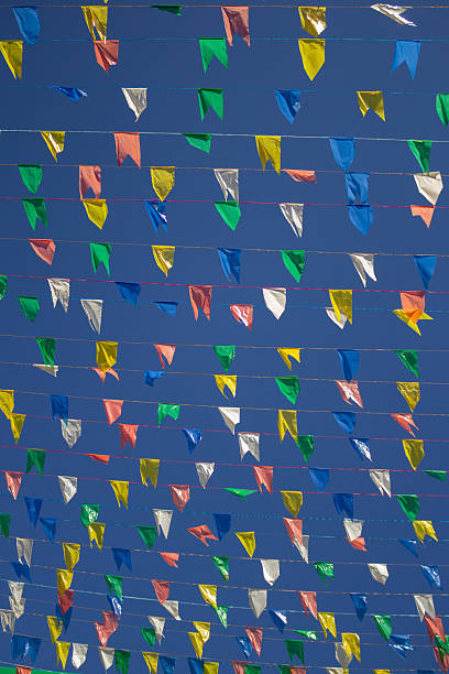 istock Colorful pennants with blue sky. 2222609719