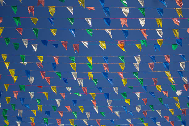 istock Colorful pennants with blue sky. 2222609742