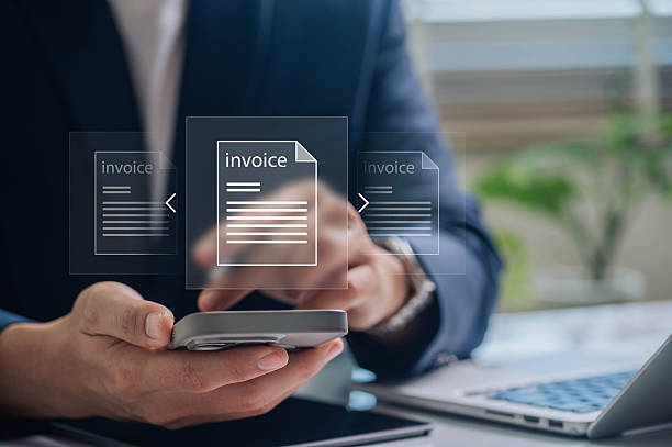 istock Electronic invoice and digital billing solution. businessman using smartphone to online payment, expense management, billing automation, financial processing, streamline business accounting workflow 2222609939